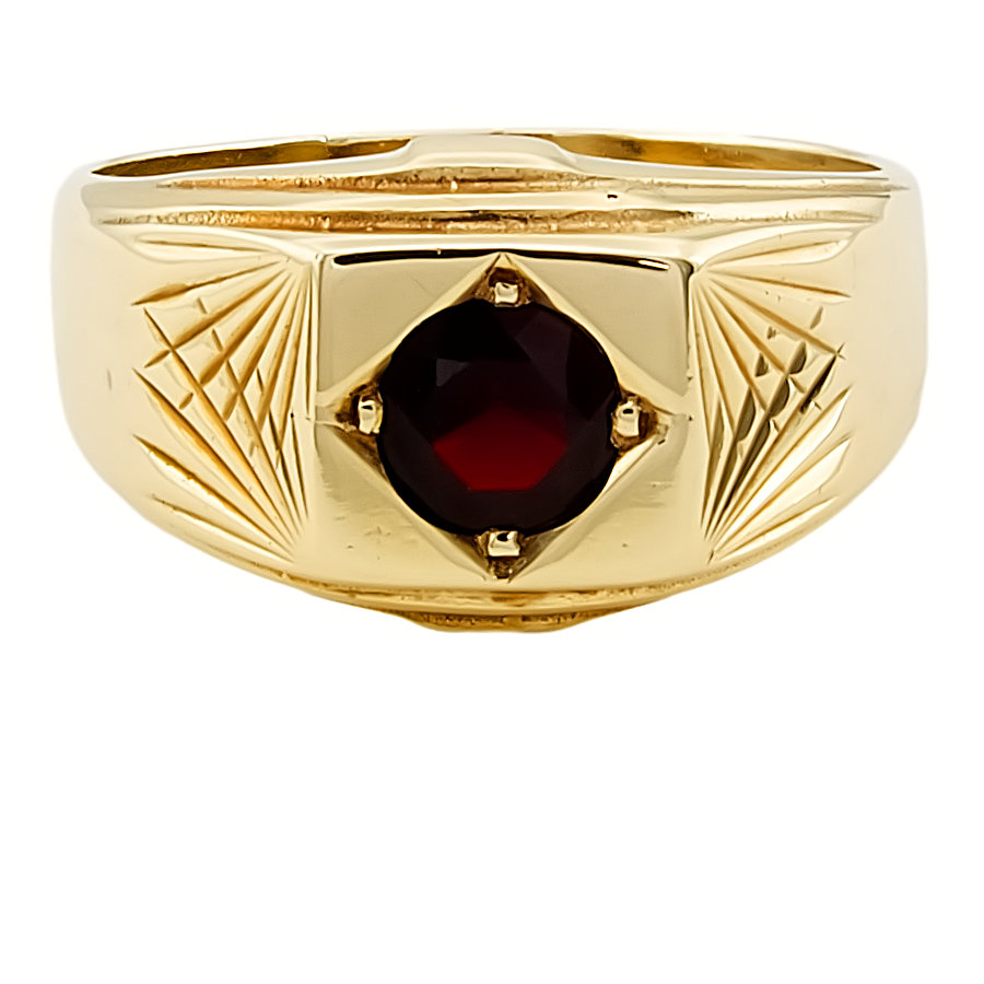 9ct Gold Garnet Signet Ring size U